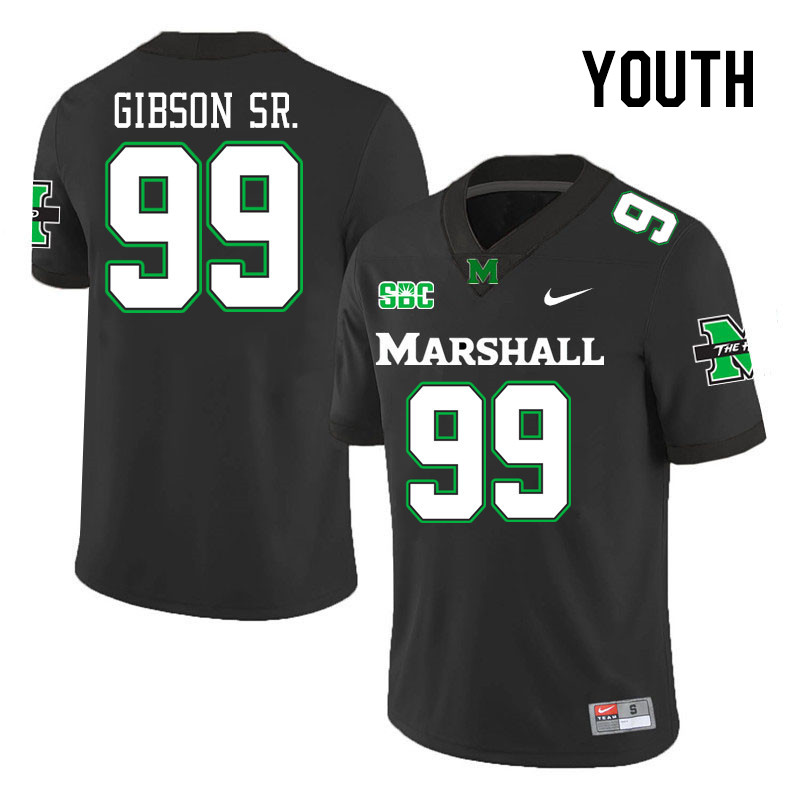 Youth #99 Isaiah Gibson Sr. Marshall Thundering Herd SBC Conference College Football Jerseys Stitche